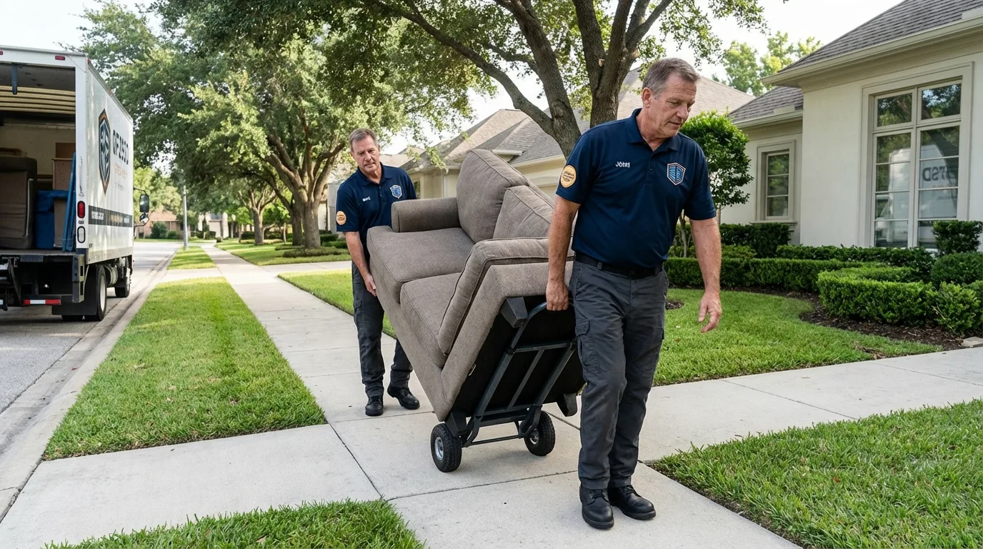Local residential moving crew loading furniture in Brady, TX